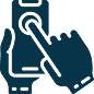 ícone de mãos segurando e clicando em um celular