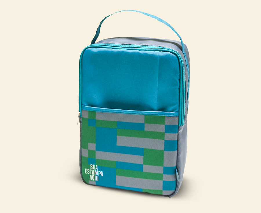 Porta tênis azul com estampa geométrica