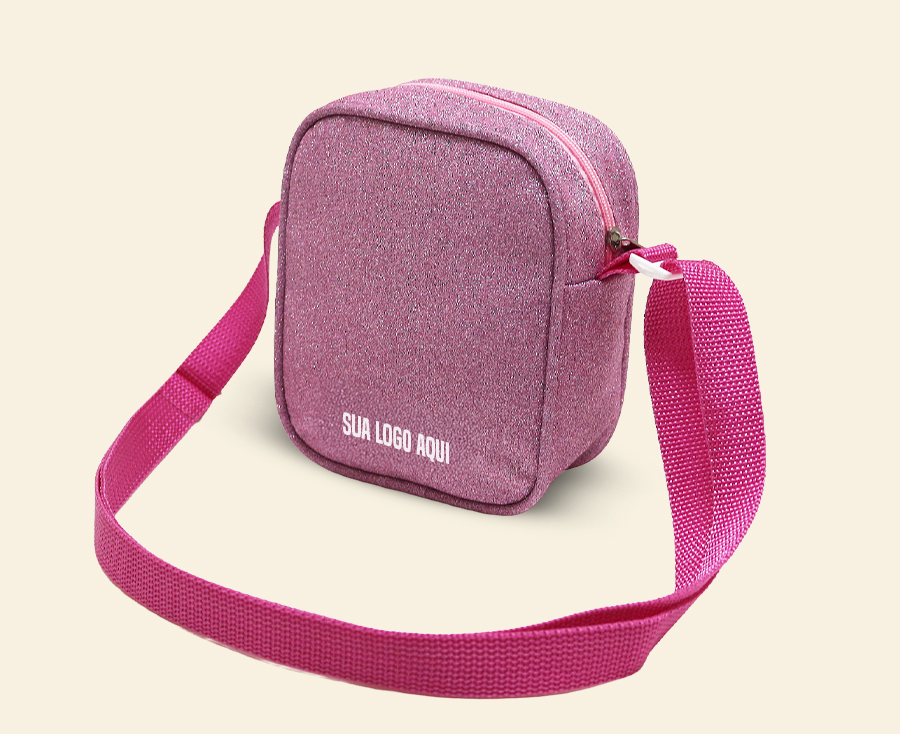 Shoulder bag personalizada rosa com alça ajustável