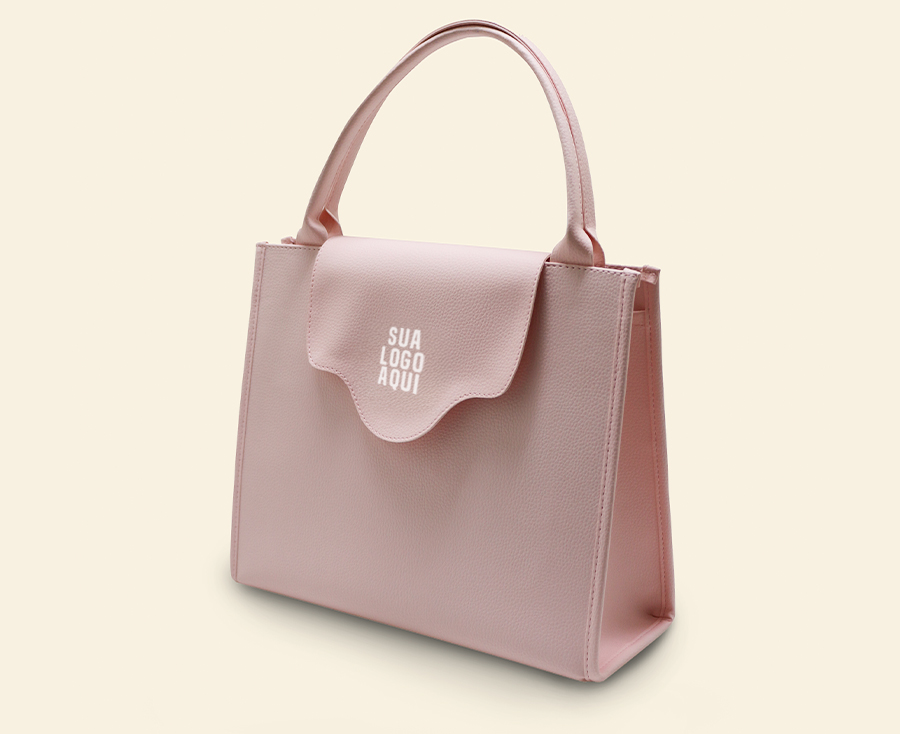 Bolsa personalizada rosa estruturada com alça de mão