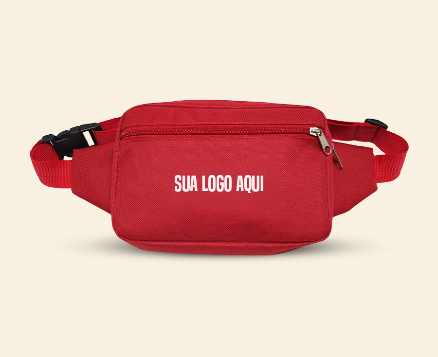 Pochete vermelha com zíper frontal