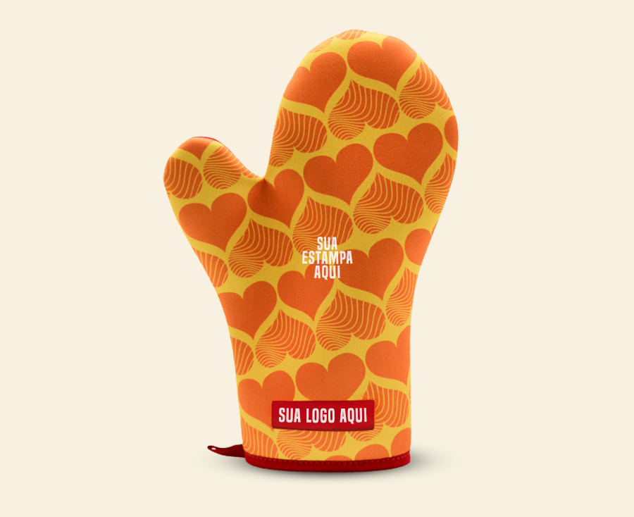 Luva térmica estampada amarela e laranja