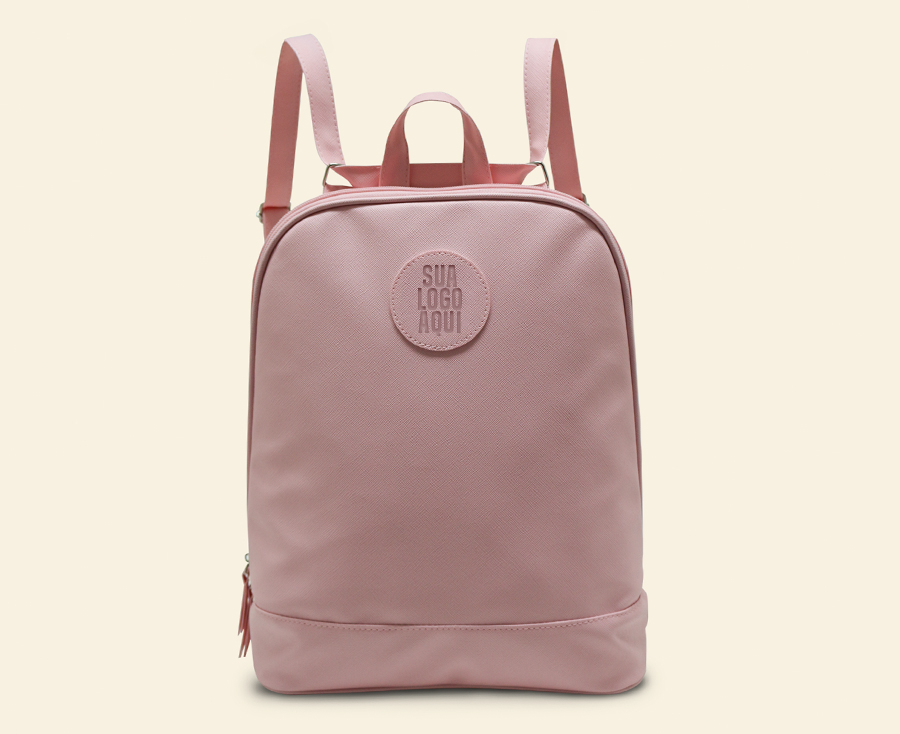 Mochila rosa personalizada com alças ajustáveis