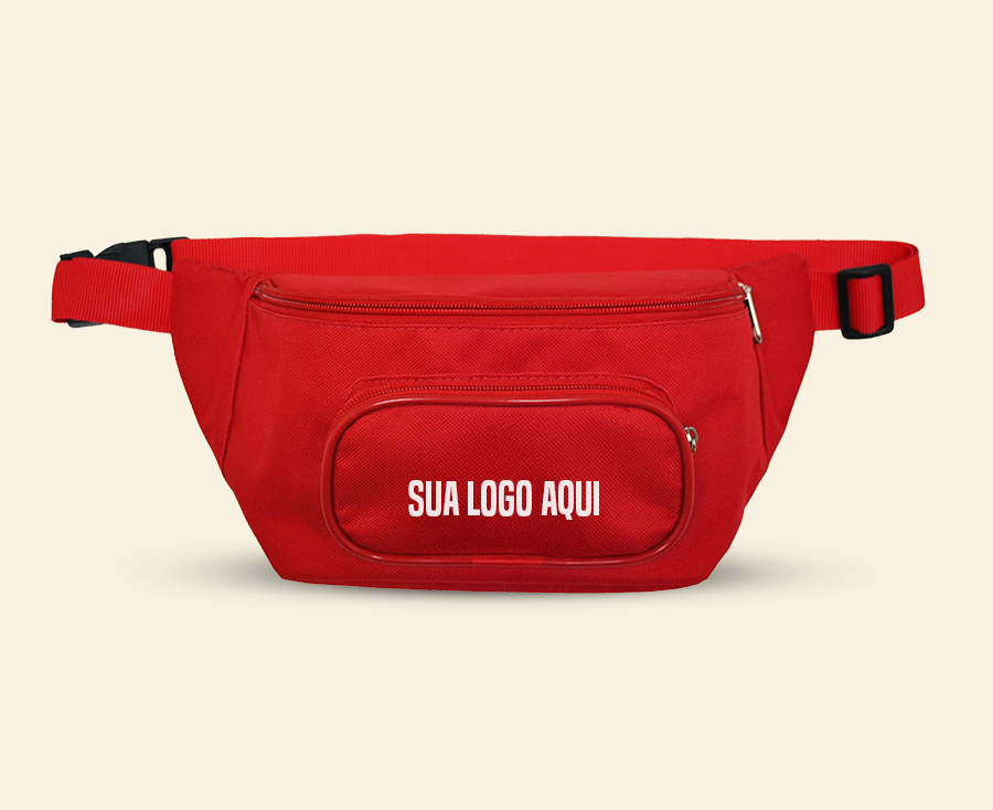 Pochete vermelha com bolso frontal