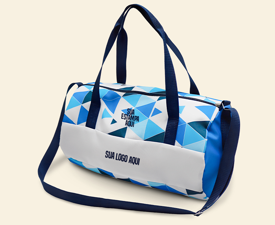 Bolsa esportiva personalizada azul com alça tiracolo