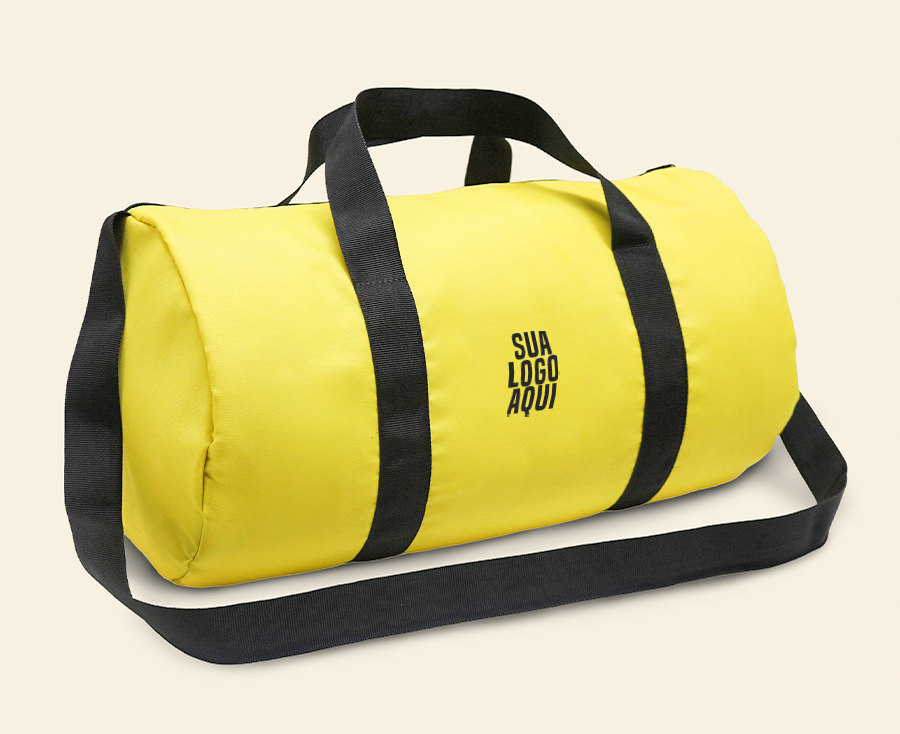 Bolsa esportiva amarela com alças pretas personalizada