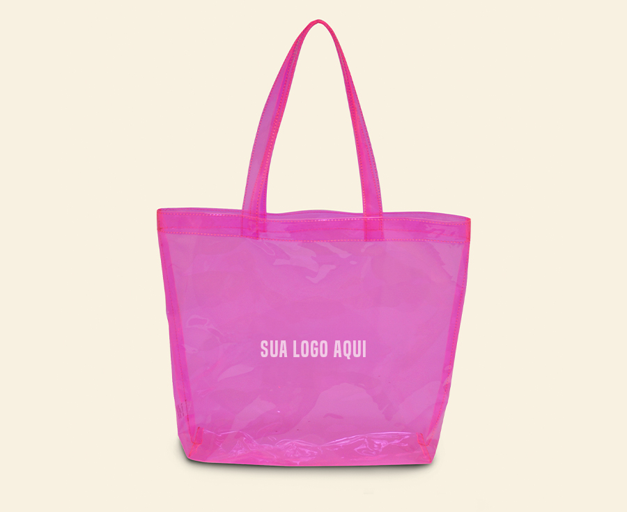 Sacola rosa personalizada em PVC resistente