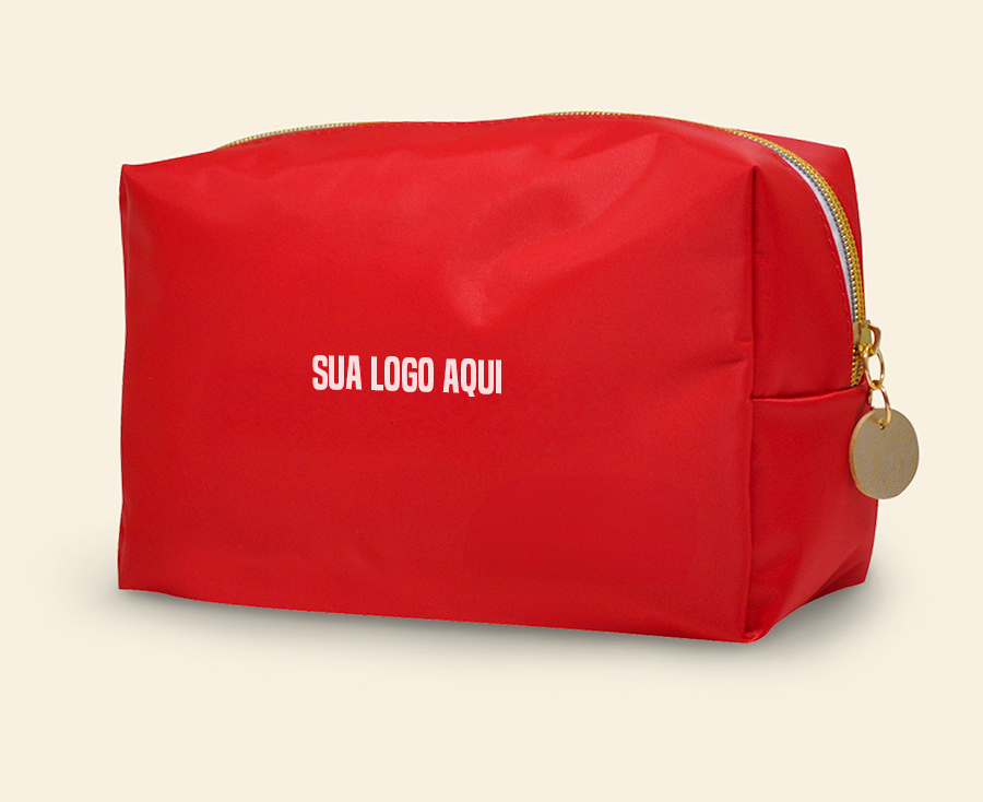 Necessaire vermelha retangular com zíper