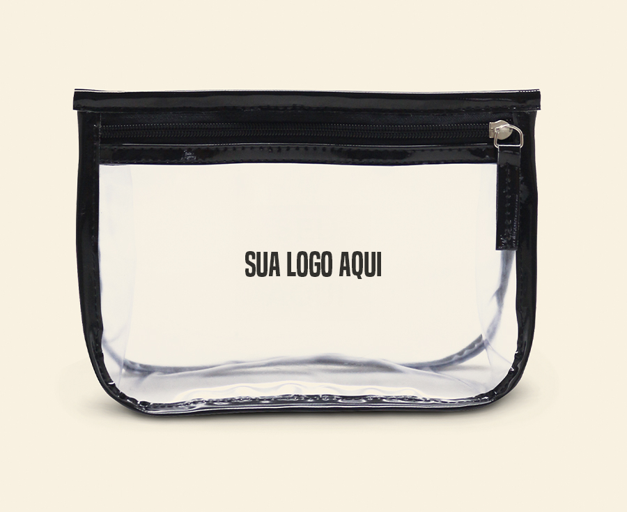 Necessaire transparente com detalhes pretos