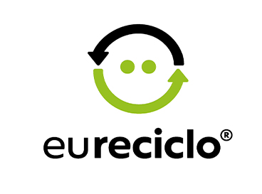 Logotipo EuReciclo com setas circulares representando reciclagem e sustentabilidade.
