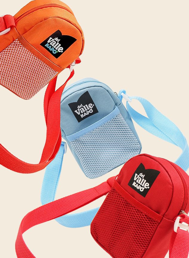 Shoulder bags coloridas da Del Valle Kapo nas cores laranja, azul e vermelho