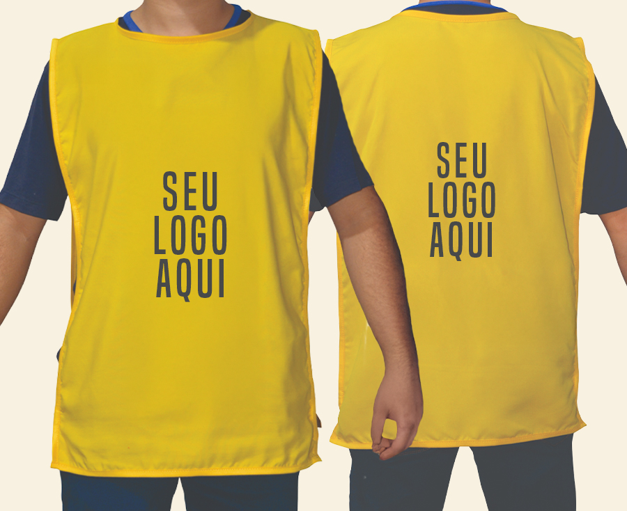 Colete personalizado amarelo com aplicação de logotipo