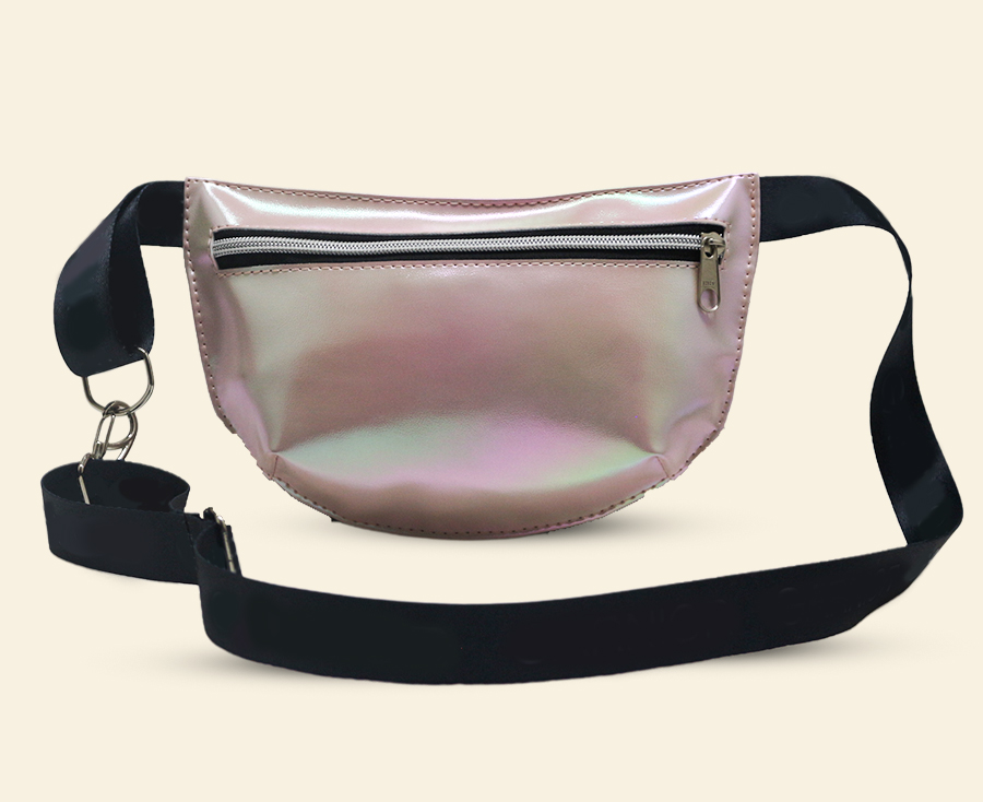 Pochete personalizada holográfica com zíper e alça regulável