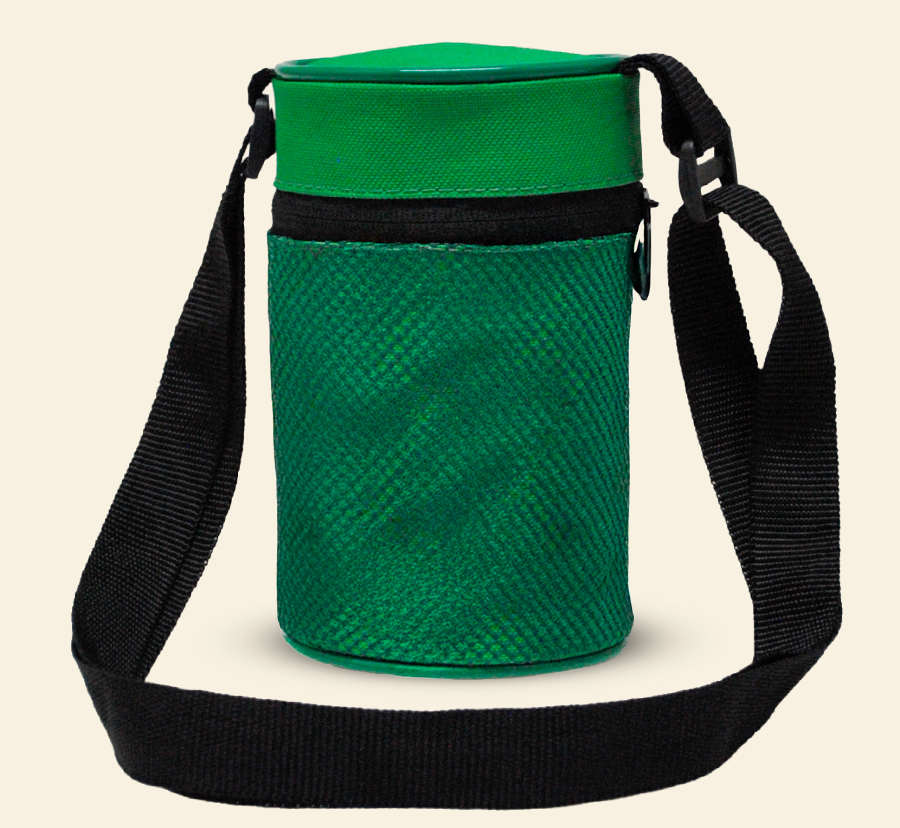 Shoulder bag térmica cilíndrica verde com alça preta