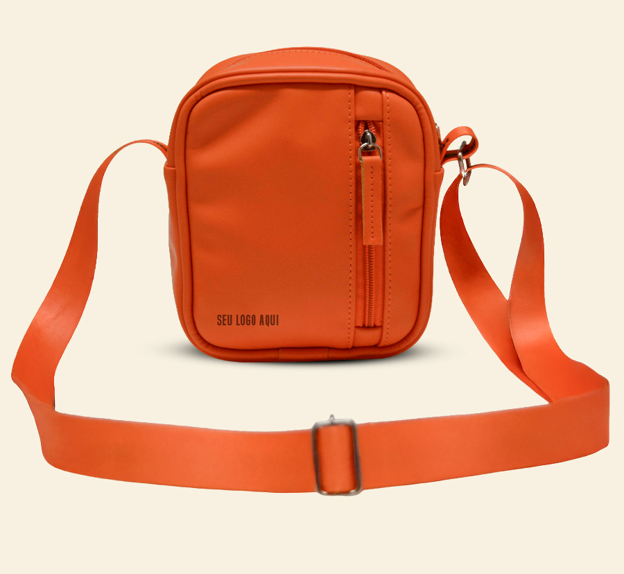 Shoulder bag personalizada laranja com bolso frontal vertical