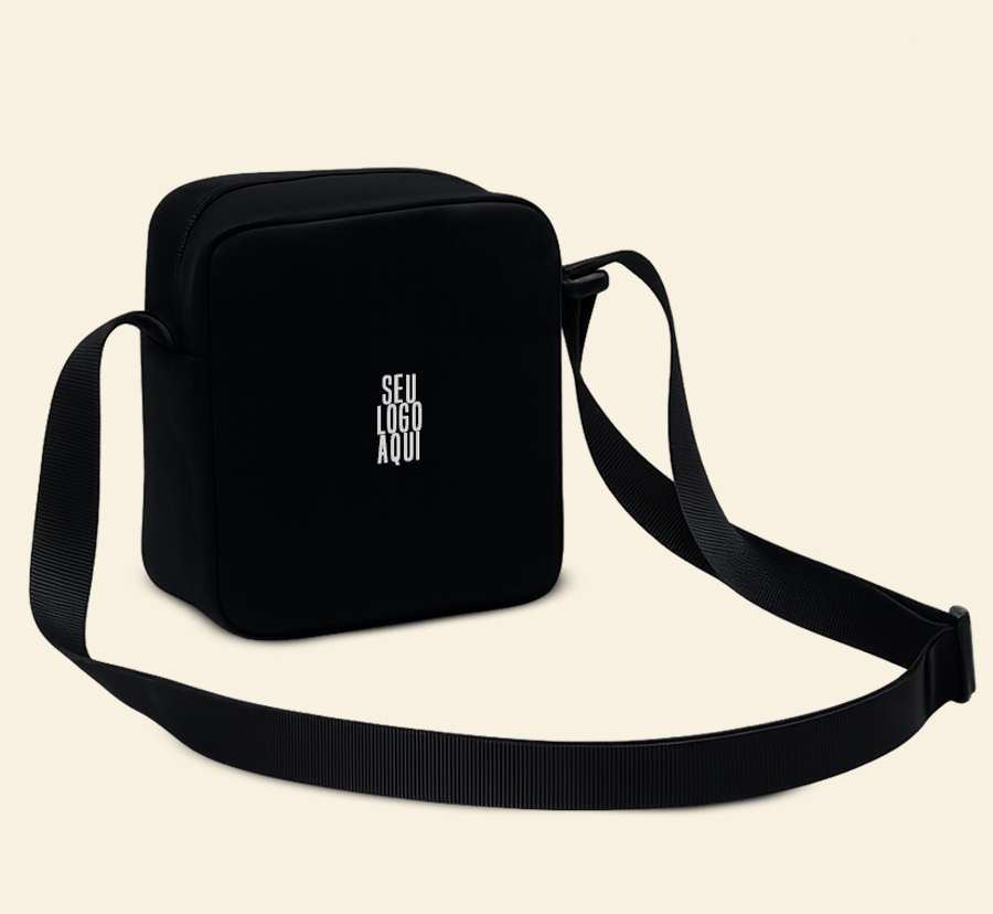 Shoulder bag personalizada preta com alça preta ajustável