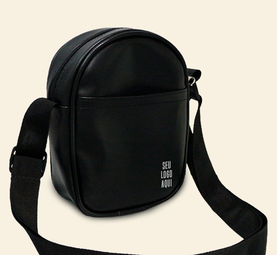 Shoulder bag personalizada preta com bolso frontal