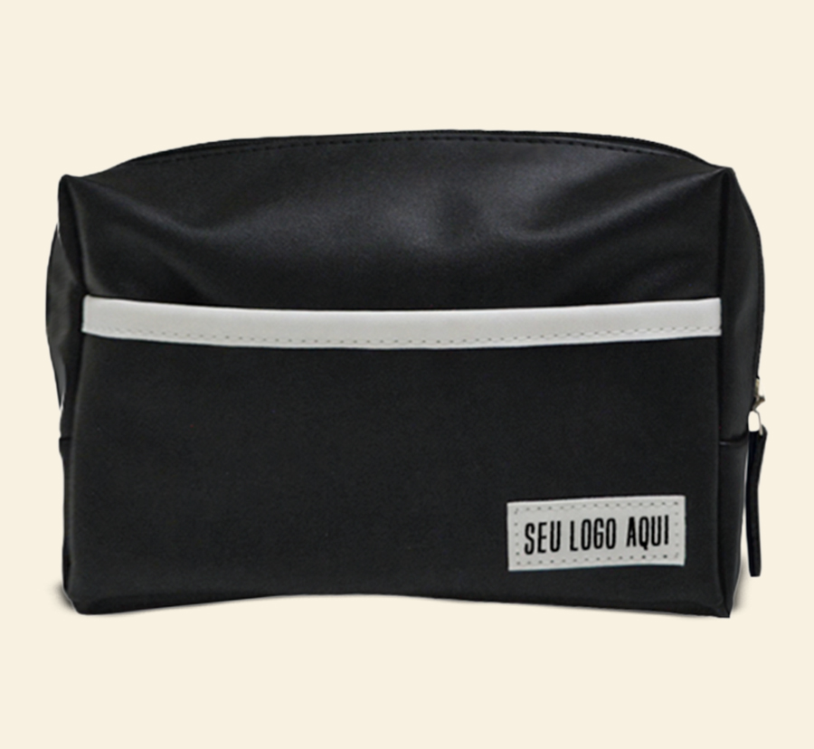 Nécessaire preta com faixa