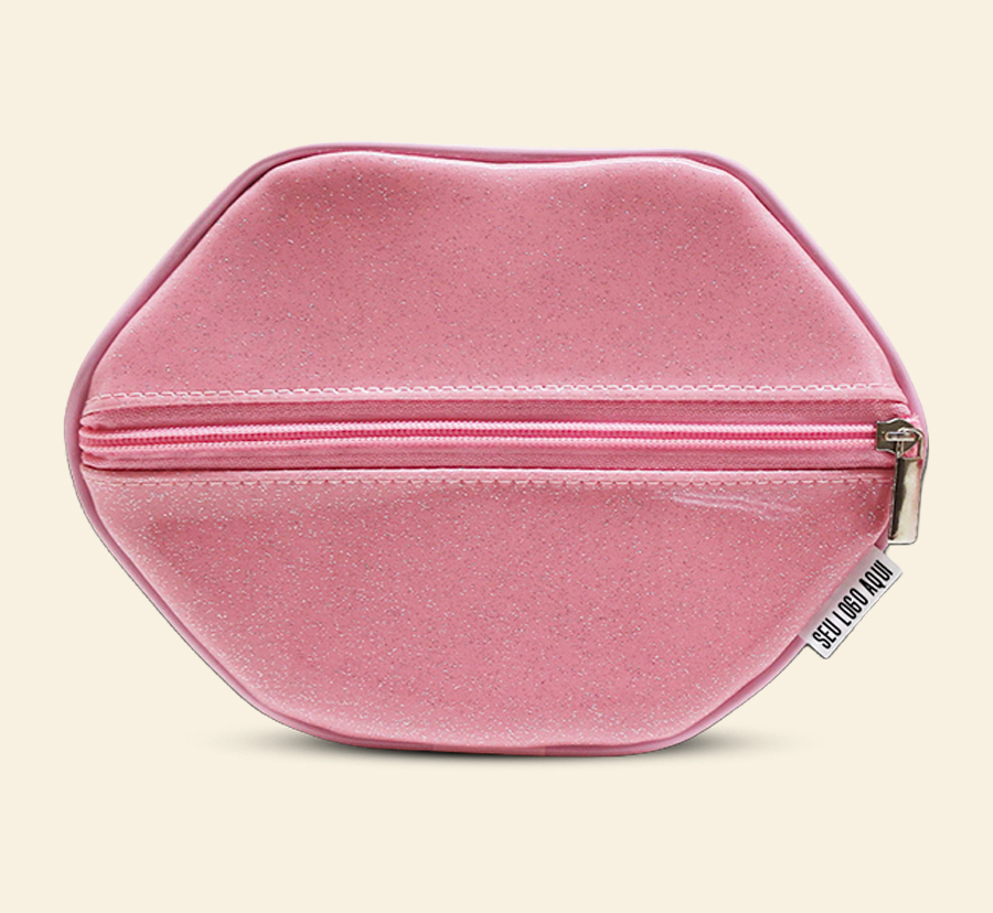 Nécessaire rosa formato boca