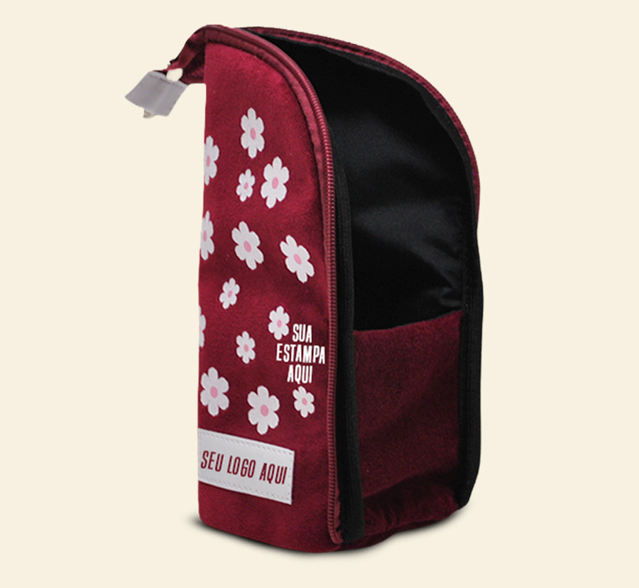 Nécessaire vermelha estampada floral